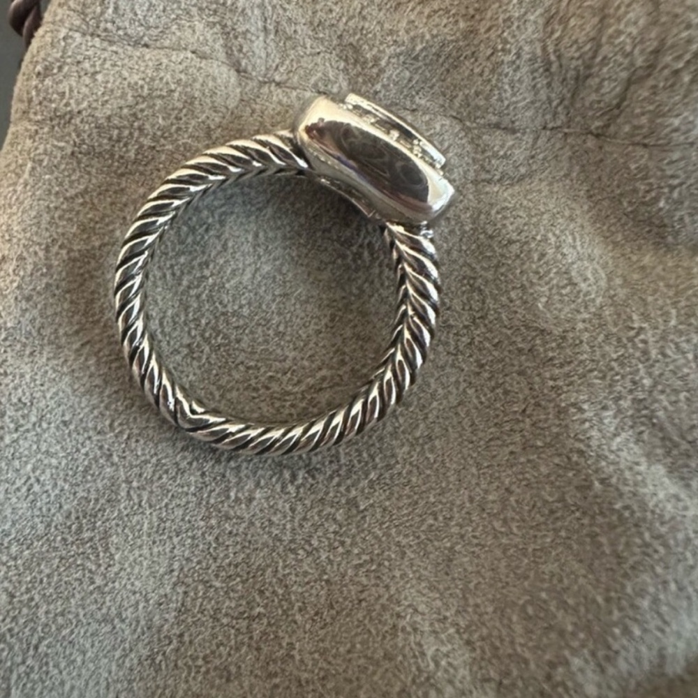 David Yurman Blue Topaz Petite Albion Ring Diamond Halo Ring sz8 - Picture 4 of 4